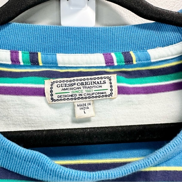 Vintage Guess Striped Tee Shirt - Picture 5 of 7